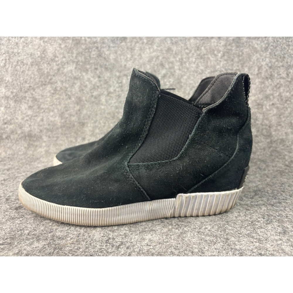 Sorel Out‎ N About Chelsea Wedge Sneakers Womens 8 Black Suede Booties